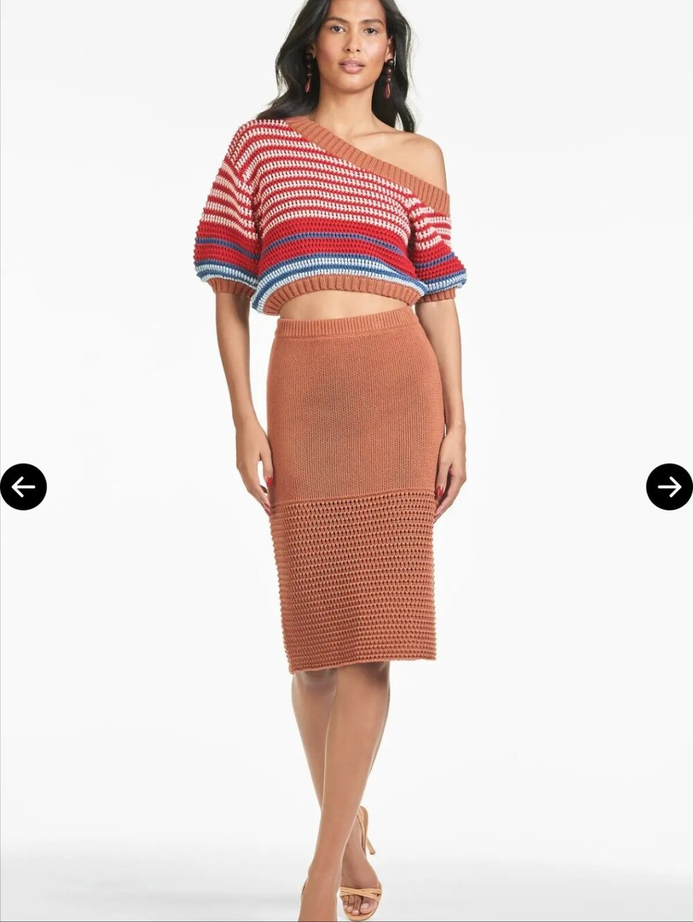 Sachin + Babi Copper Ribbed Knit Midi Skirt Sz Medium